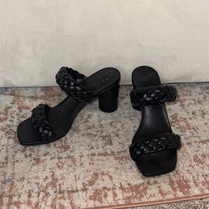 Elegant Black Braided Women's Heels